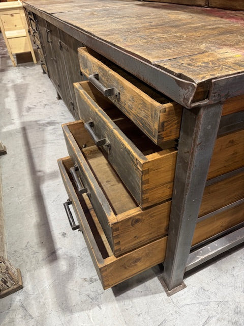 Vintage European Wood / Metal  Workbench #7247