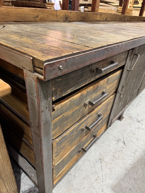 Vintage European Wood / Metal  Workbench #7247