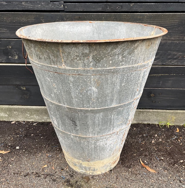 Rustic Turkish Galvanised Olive  Bin #7014
