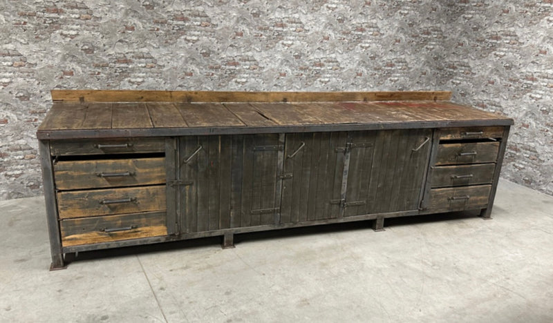 Vintage European Wood / Metal  Workbench #7247