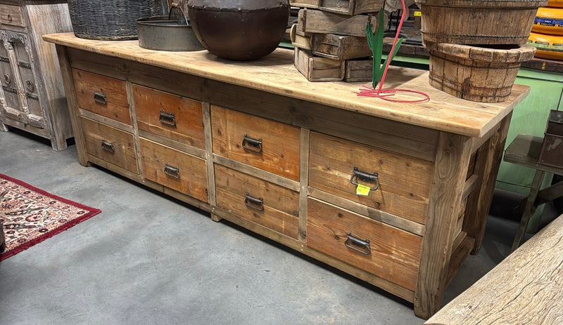 Vintage European Bank of Draws / Kitchen Island #7251