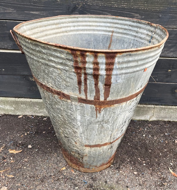 Rustic Turkish Galvanised Olive  Bin #7017