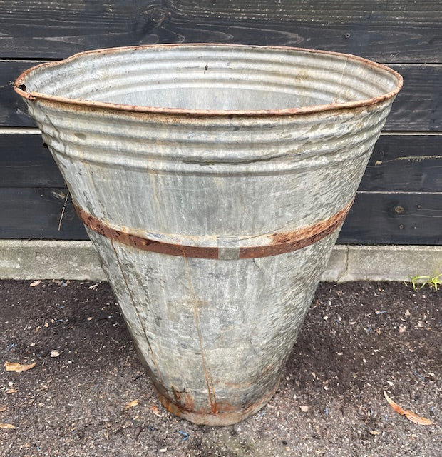 Rustic Turkish Galvanised Olive  Bin #7017