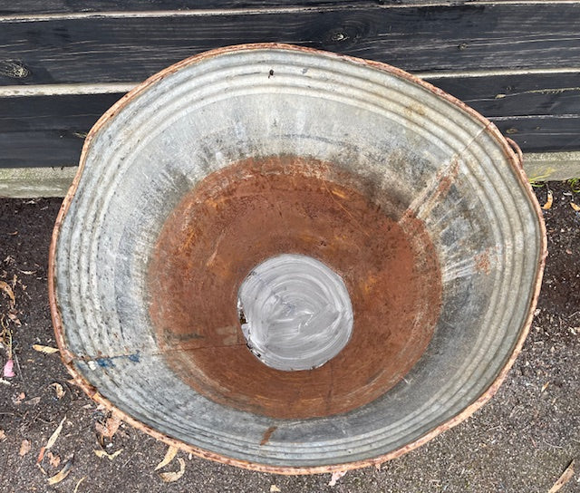 Rustic Turkish Galvanised Olive  Bin #7017