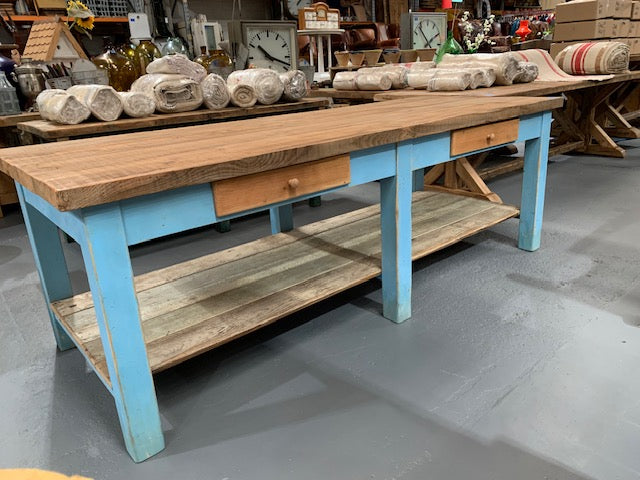 Vintage European Kitchen Island Table / Drapers Table #5776 Byron