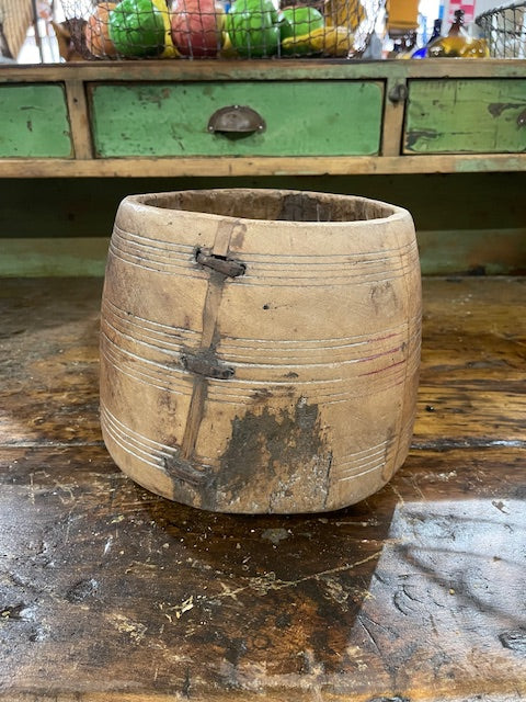 Vintage  Wooden  Bowl /  Planter #6046