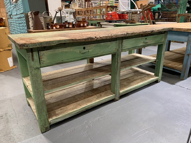 Vintage European Kitchen Island Table / Drapers Table #5778