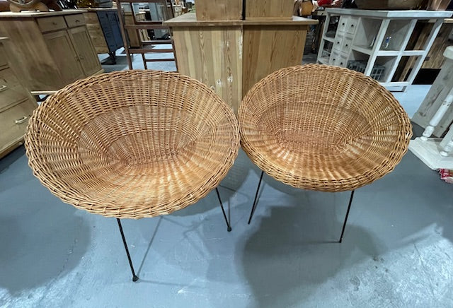 Vintage  Cane / Wicker  Basket Chairs #6048 Byron