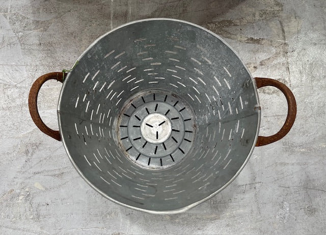 Vintage Turkish Galvanised Olive Picking Bucket  #7023