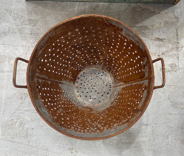 Vintage Turkish Galvanised Round Hole  Olive Picking Bucket  #7024 (Copy)