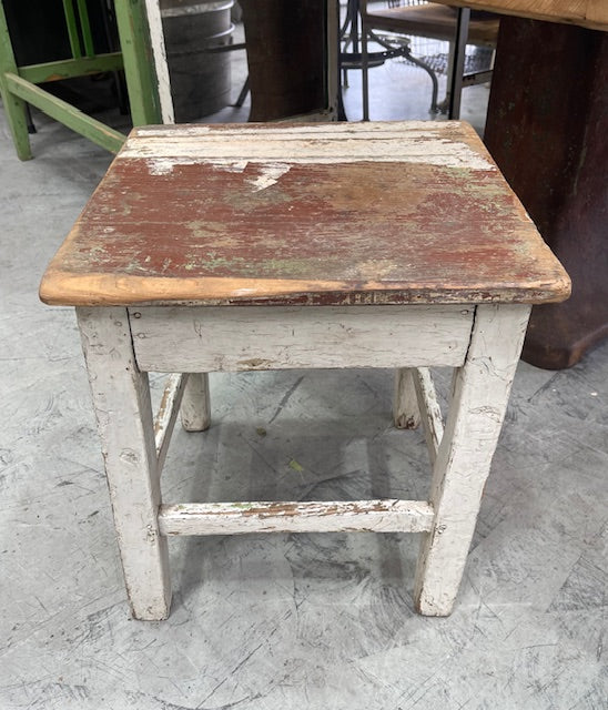 Vintage Rustic  European  Wooden Stool  #7026