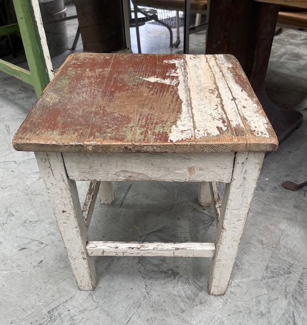 Vintage Rustic  European  Wooden Stool  #7026