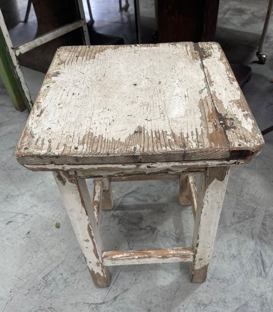 Vintage Rustic  European  Wooden Stool  #7028