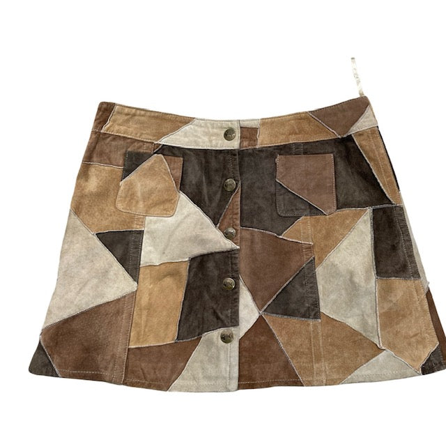 Vintage Patchwork Suede   Skirt  #W251