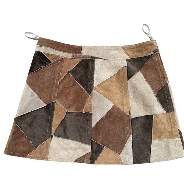 Vintage Patchwork Suede   Skirt  #W251