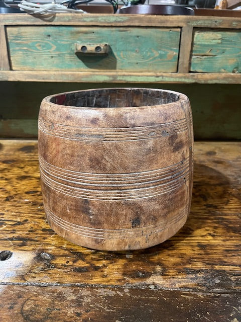 Vintage  Wooden  Bowl /  Planter #6069