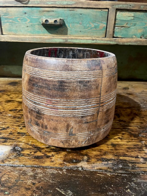 Vintage  Wooden  Bowl /  Planter #6069