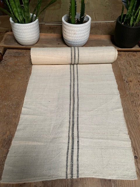 Vintage Black  Stipe  Linen/Hemp Grain Sack Material  1940s  #5803  (Read Information About This Item)