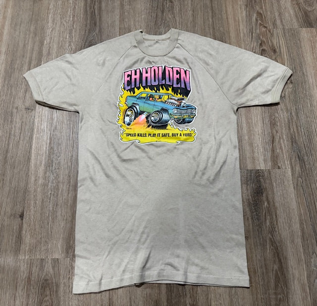 Vintage Iron On EH Holden - Speed Kills, Play it Safe- Buy a Ford-  T-Shirt   #VT18  *Read Info*
