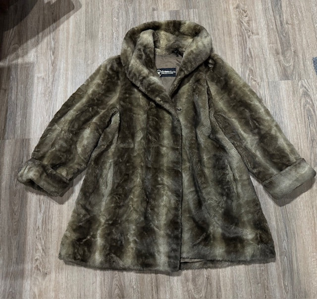 Faux Fur Mid  Length Coat #VS43