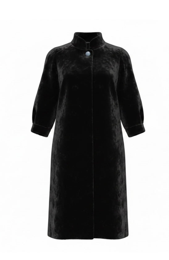 Faux Fur Long  Length Dark Chocolate Brown Coat #VS44