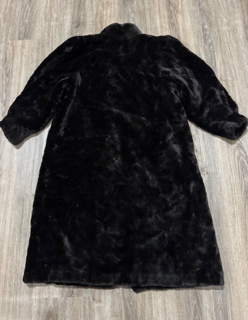 Faux Fur Long  Length Dark Chocolate Brown Coat #VS44