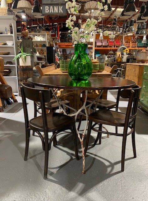 Round  Wooden Patio Table with Metal Legs  #5821. Byron