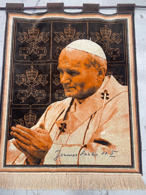 Vintage European Tapestry - Pope John Paul II  #7068