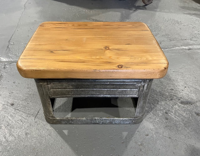 Vintage Metal DrinkCrate  Wooden Top Stool  # 6144