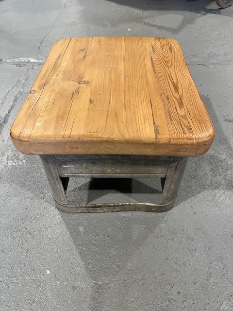 Vintage Metal DrinkCrate  Wooden Top Stool  # 6144