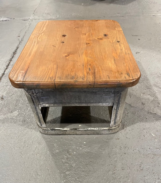 Vintage Metal DrinkCrate  Wooden Top Stool  # 6146