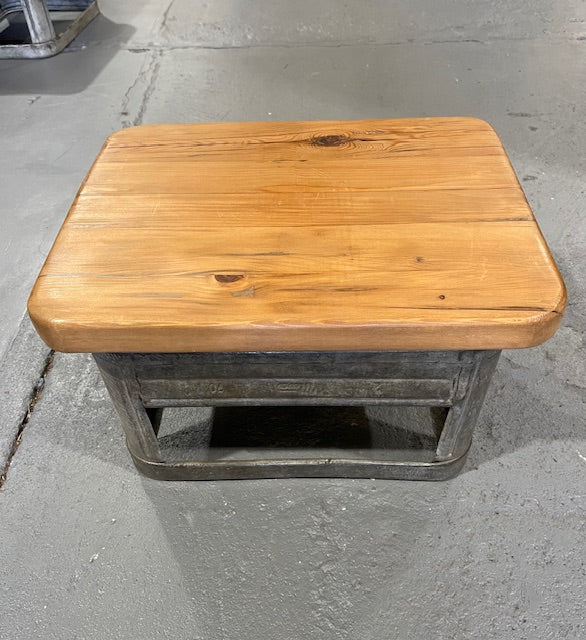 Vintage Metal DrinkCrate  Wooden Top Stool  # 6147