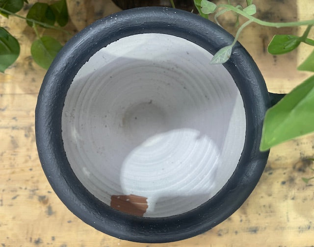 Vintage  Turkish Dark Grey Painted Terracotta  Jug  #7078