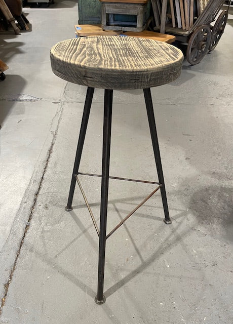 Vintage Metal with  Wooden Top Stool  # 6155