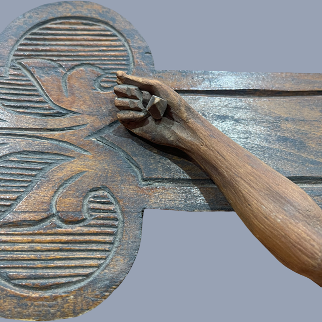 Vintage  Handcarved Wooden Jesus on Crucifix   #7084