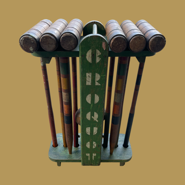Vintage European Wooden Croquet Set #7085