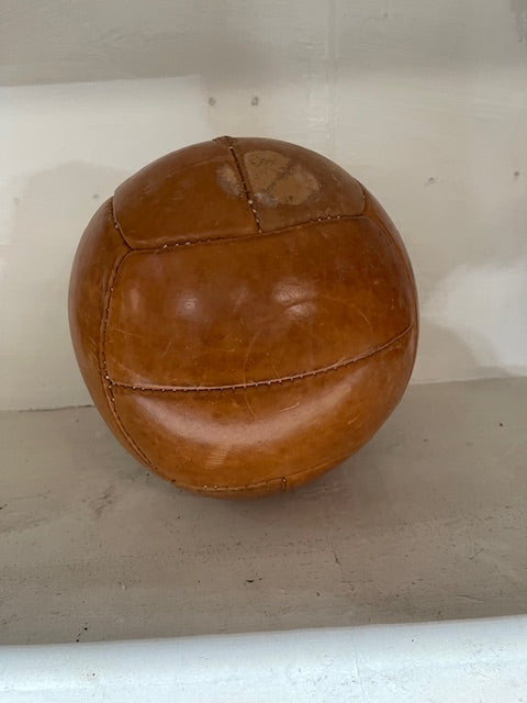1940s Romanian Leather Medicine Ball 6170
