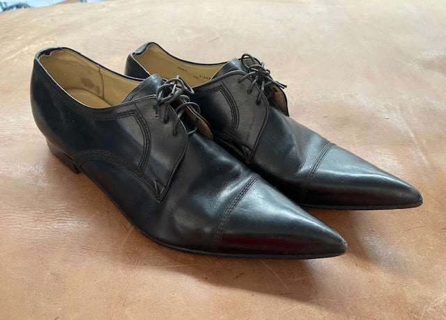 Mens Vintage Black Leather  Shoes  #V101