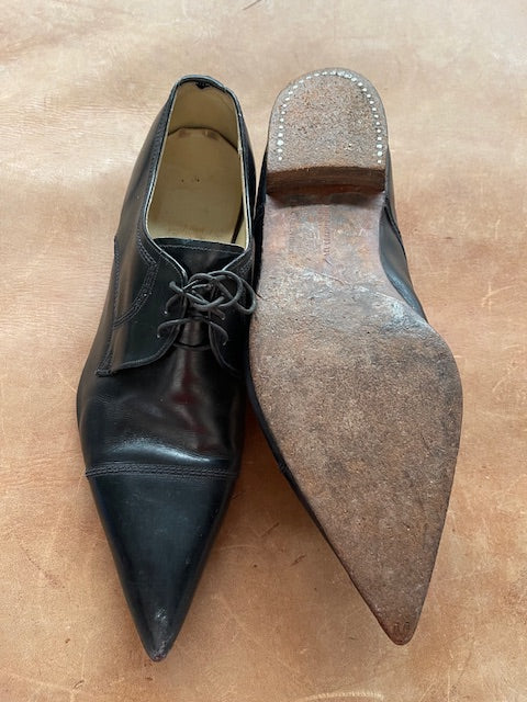 Mens Vintage Black Leather  Shoes  #V101