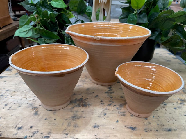 Hungarian Glazed Terracotta Baking Mixing  Bowls  #7126
