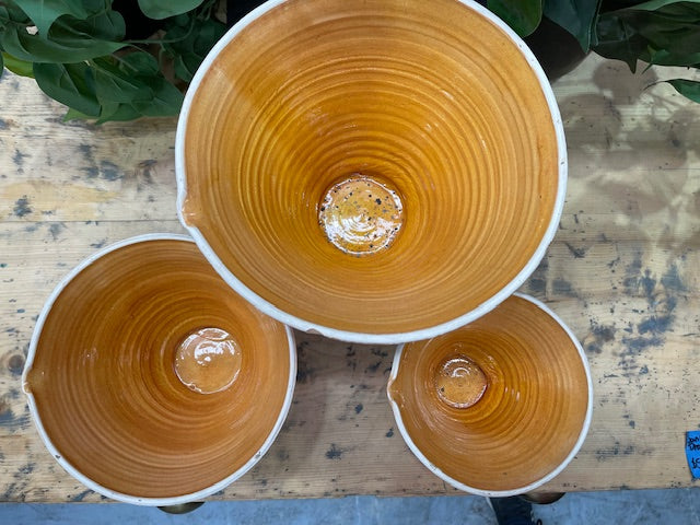 Hungarian Glazed Terracotta Baking Mixing  Bowls  #7126