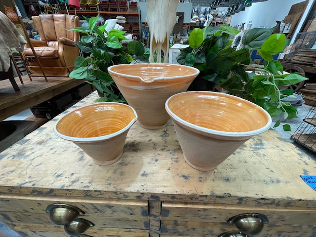 Hungarian Glazed Terracotta Baking Mixing  Bowls  #7127