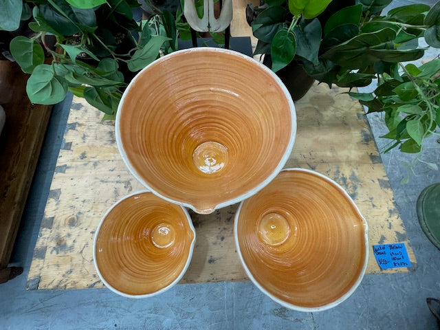 Hungarian Glazed Terracotta Baking Mixing  Bowls  #7127