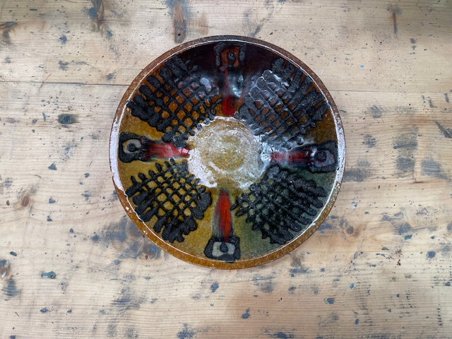 Vintage Hungarian   Glazed Ceramic Bowl  #7132