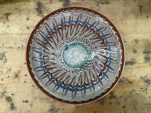 Vintage Romanian  Glazed Ceramic Plate  #7135
