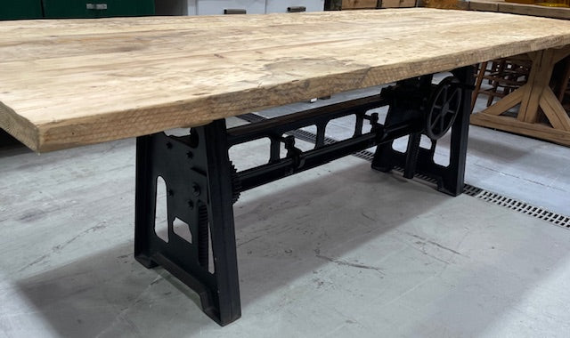 Wooden Top, Wind Up Cast Iron  Base Table  #7136