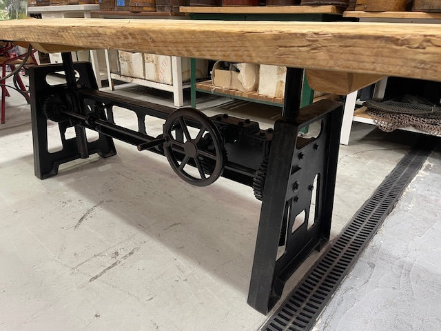 Wooden Top, Wind Up Cast Iron  Base Table  #7136