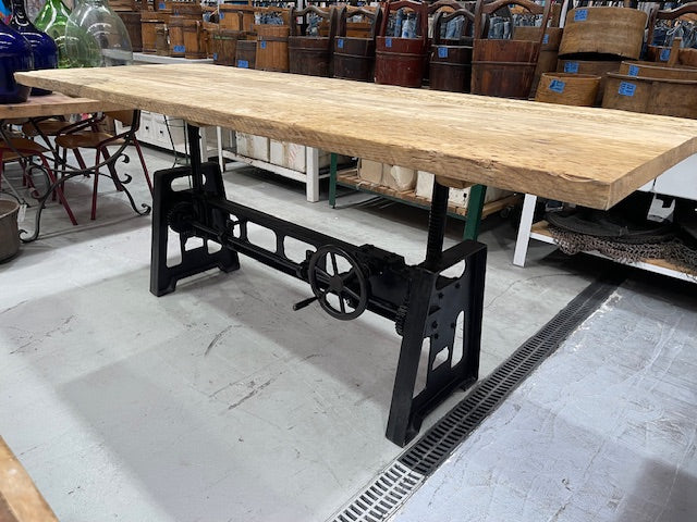 Wooden Top, Wind Up Cast Iron  Base Table  #7136