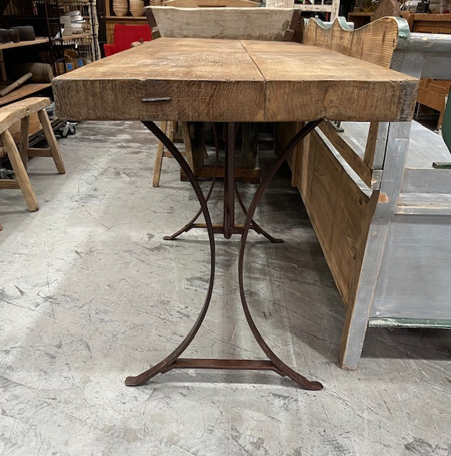 Wooden Top, Metal  Base Table  #7137