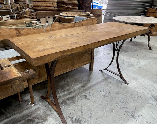 Wooden Top, Metal  Base Table  #7137